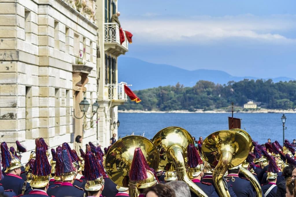 Philharmonic,Bands,In,Corfu,Roads,At,Easter,Litany